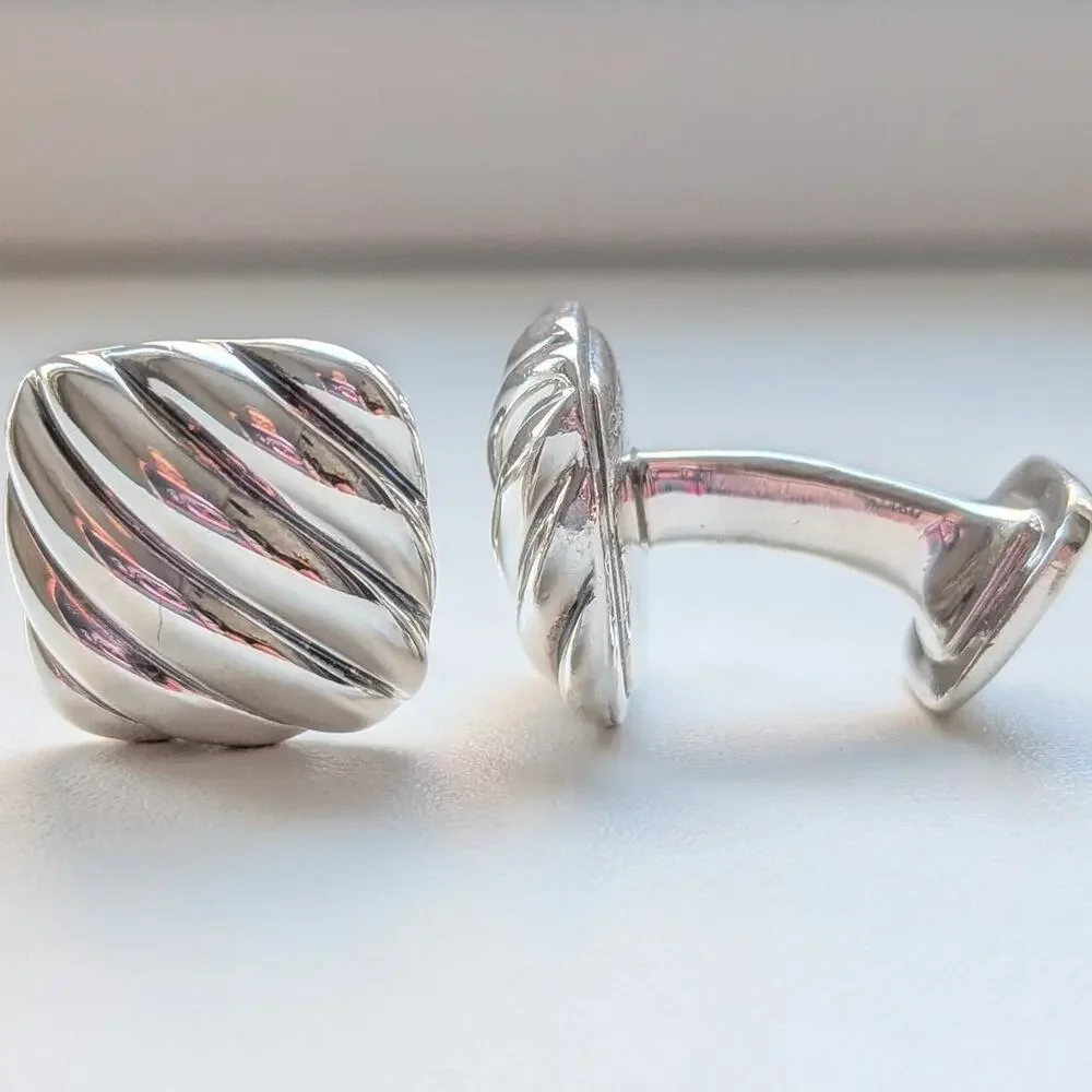 David Yurman Square Cable Cufflinks in 925 Sterling Silver
